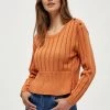 Desires Halia Peplum Pullover - Caramel Brown Knits & Cardigans