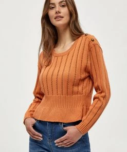 Desires Halia Peplum Pullover - Caramel Brown Knits & Cardigans