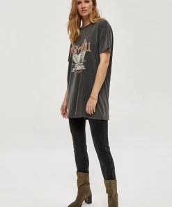Desires Hurlie Long Tee - BLACK WASHED