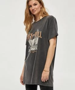 Desires Hurlie Long Tee - BLACK WASHED