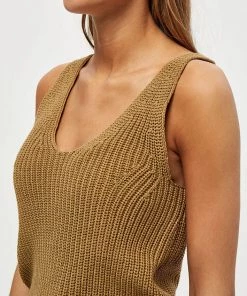 Desires New In Jalisa Knit Singlet - OLIVE GREEN