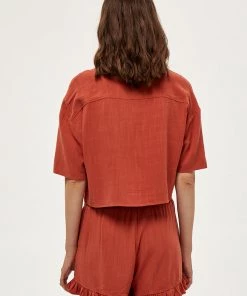 Desires Jin Shirt - Burnt Red New In