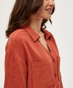 Desires Jin Shirt - Burnt Red New In