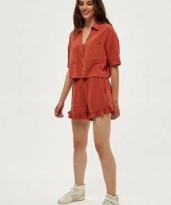 Desires Jin Shirt - Burnt Red New In