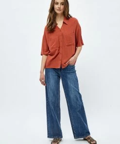 Desires Jin Shirt - Burnt Red New In