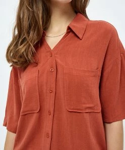 Desires Jin Shirt - Burnt Red New In