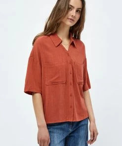 Desires Jin Shirt - Burnt Red New In