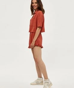 Desires Jin Shorts - Burnt Red New In