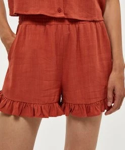 Desires Jin Shorts - Burnt Red New In