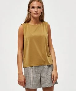 Desires Juliet Sleeveles Blouse - OLIVE GREEN
