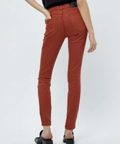 Desires Pants Lola Garment Dye Midwaist - Burnt Red