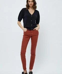 Desires Pants Lola Garment Dye Midwaist - Burnt Red