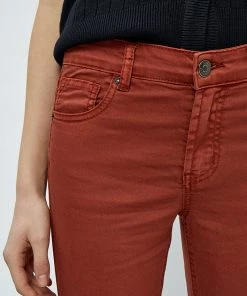 Desires Pants Lola Garment Dye Midwaist - Burnt Red