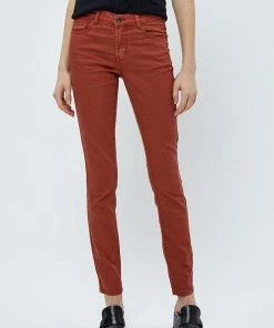 Desires Pants Lola Garment Dye Midwaist - Burnt Red