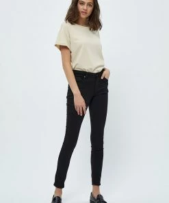 Desires Lola Garment Dye Midwaist - BLACK Pants