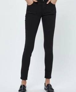 Desires Lola Garment Dye Midwaist - BLACK Pants