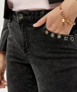 Desires Lola MW Eyelet Jeans - BLACK New In