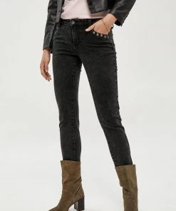 Desires Lola MW Eyelet Jeans - BLACK New In