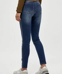Desires Lola Midwaist Piping Jeans - DARK BLUE