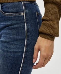 Desires Lola Midwaist Piping Jeans - DARK BLUE