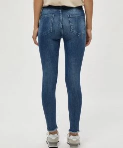 Desires Lola Midwaist Raw Edge Jeans - DARK BLUE