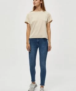 Desires Lola Midwaist Raw Edge Jeans - DARK BLUE