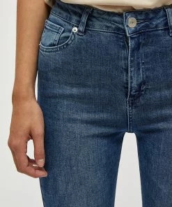 Desires Lola Midwaist Raw Edge Jeans - DARK BLUE