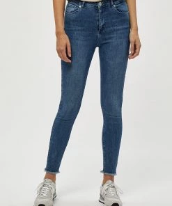 Desires Lola Midwaist Raw Edge Jeans - DARK BLUE