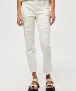 Desires Lucky Destroy Stone Jeans - GARDENIA