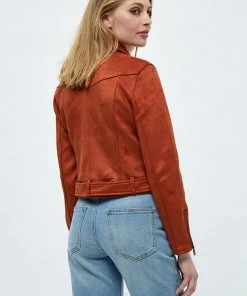 Desires Tabarak Biker Jacket - Burnt Red Jackets & Coats