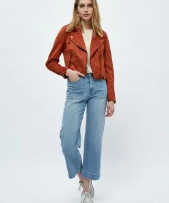Desires Tabarak Biker Jacket - Burnt Red Jackets & Coats
