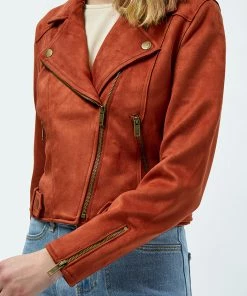 Desires Tabarak Biker Jacket - Burnt Red Jackets & Coats