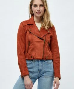 Desires Tabarak Biker Jacket - Burnt Red Jackets & Coats