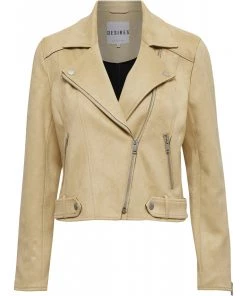 Desires Tabarak Biker Jacket - PALE KAHKI