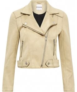 Desires Tabarak Biker Jacket - PALE KAHKI